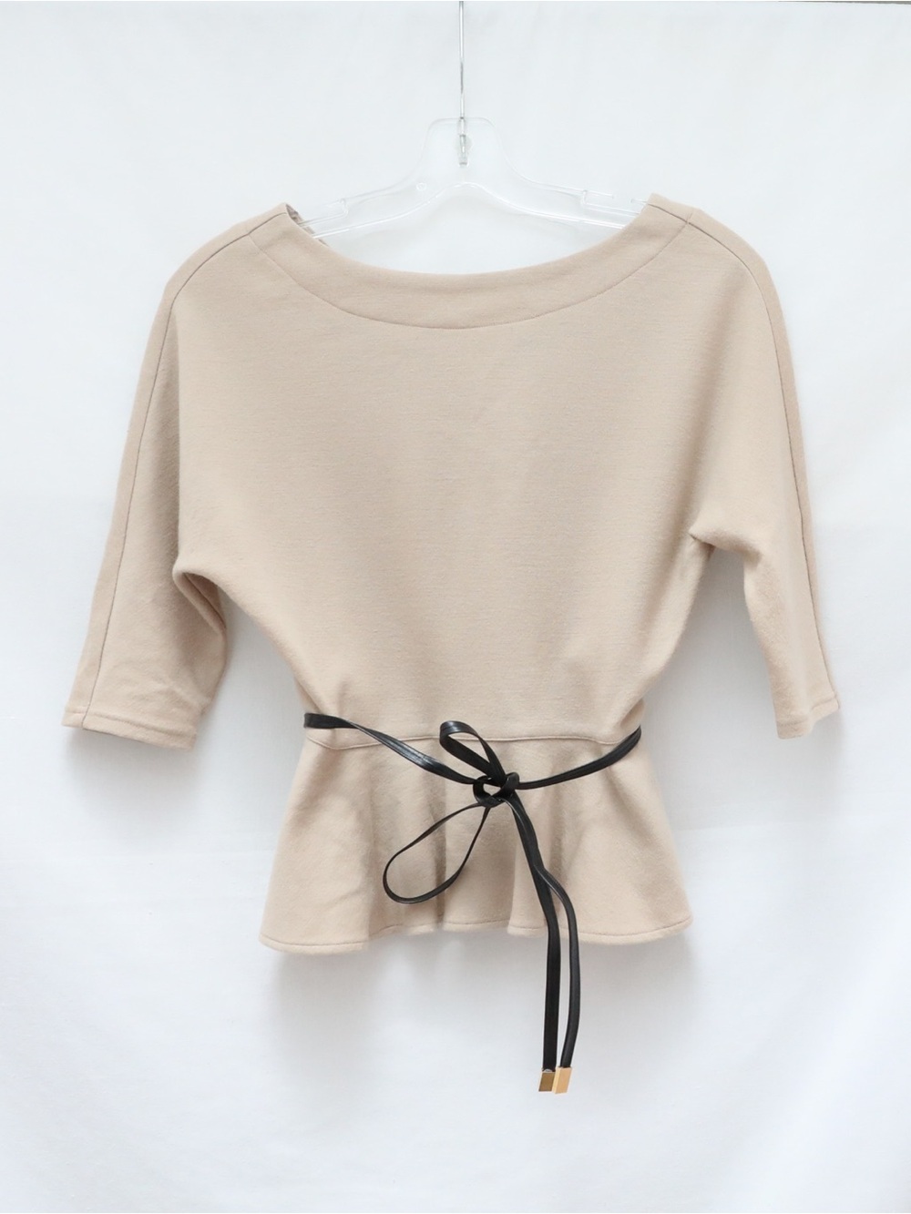 Grand Table Japan beige blouse peplum belted neutral 160/84 size Small S